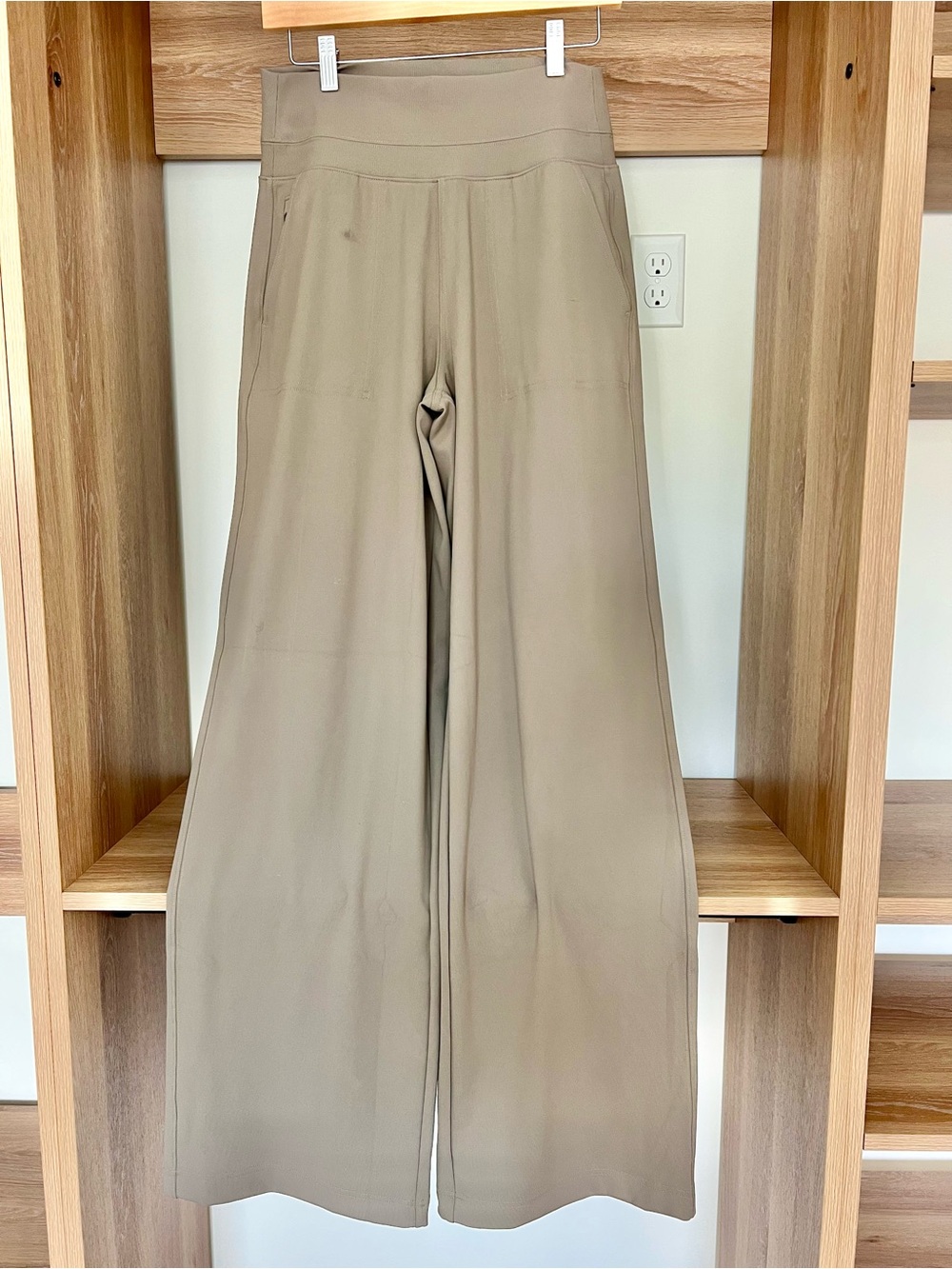 Athleta Wide-Leg High-Rise Pants in Taupe